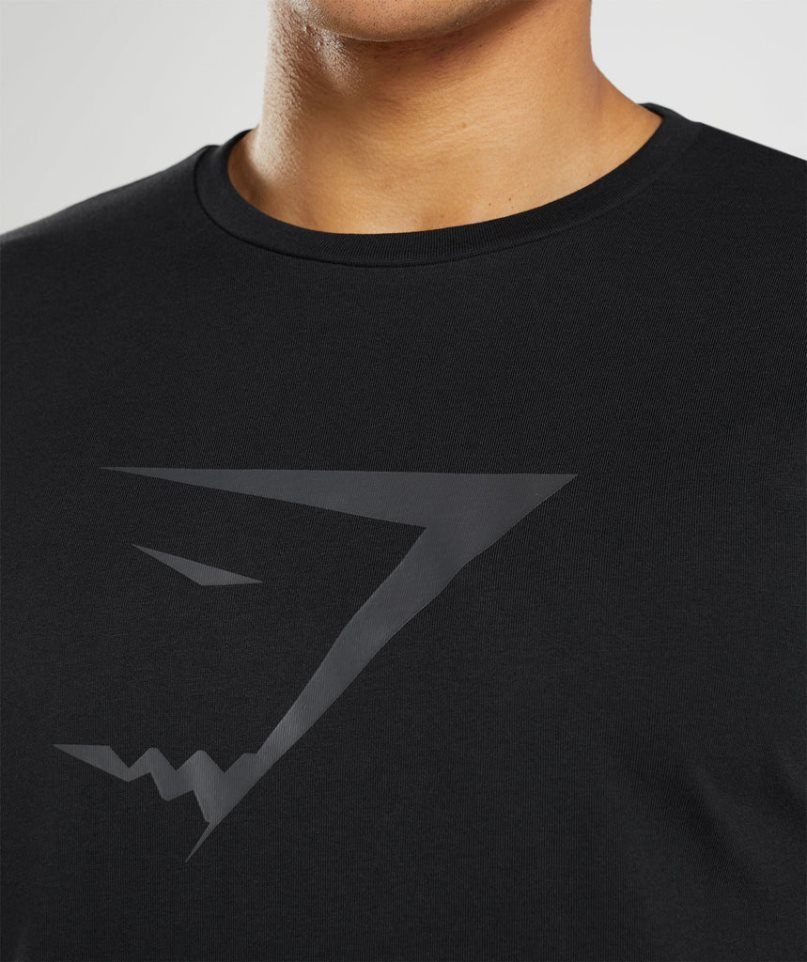 Men's Gymshark Sharkhead Infill T-Shirts Black | CA N17568